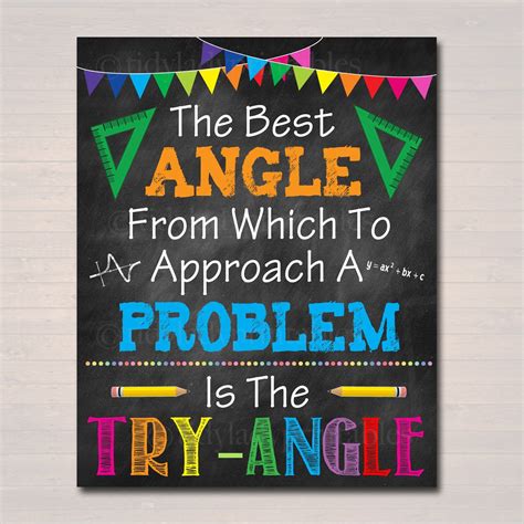 MATH Teacher Classroom Poster, Printable Try-angle Math Classroom, Math ...