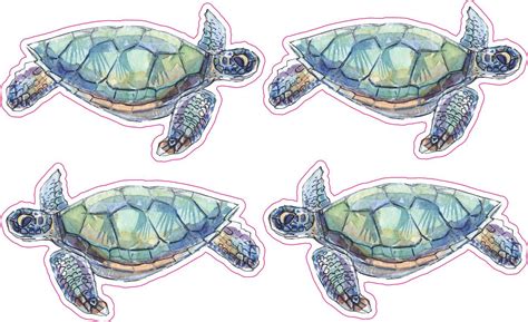 StickerTalk Sea Turtle Vinyl Stickers, 1 sheet of 4 stickers, 2.5 ...