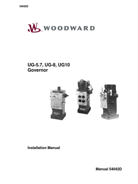 UG Governor Installation Manual 54042D | PDF | Engines | Valve