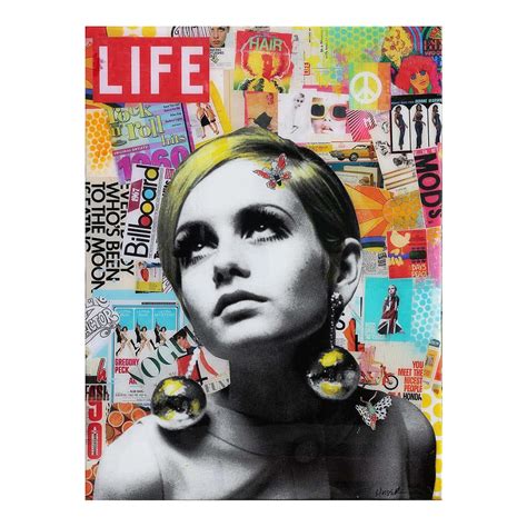 “Twiggy Life Magazine” Colorful Pop Art Mixed Media Contemporary Collage | Chairish