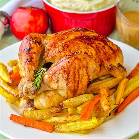 Apple Shallot Roast Chicken. A deliciously different roast chicken!