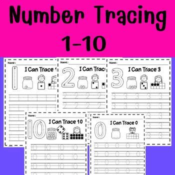 Number Tracing Worksheets 1-10 and 0 Full Page of Each Number to Trace On