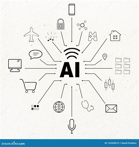 Artificial Intelligence and Technology Concept Stock Illustration - Illustration of data ...