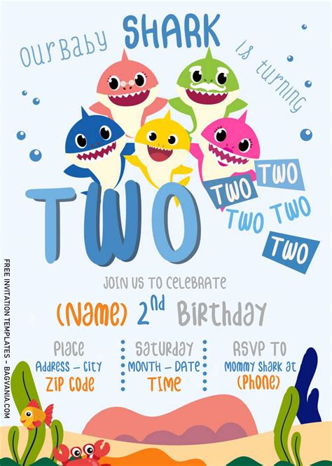 Baby Shark Birthday Invitation Templates – Editable With Microsoft Word | FREE Printable ...