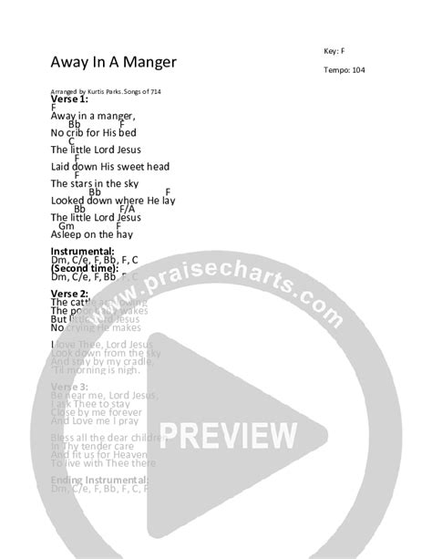 Away In A Manger Chords PDF (NCC Worship) - PraiseCharts