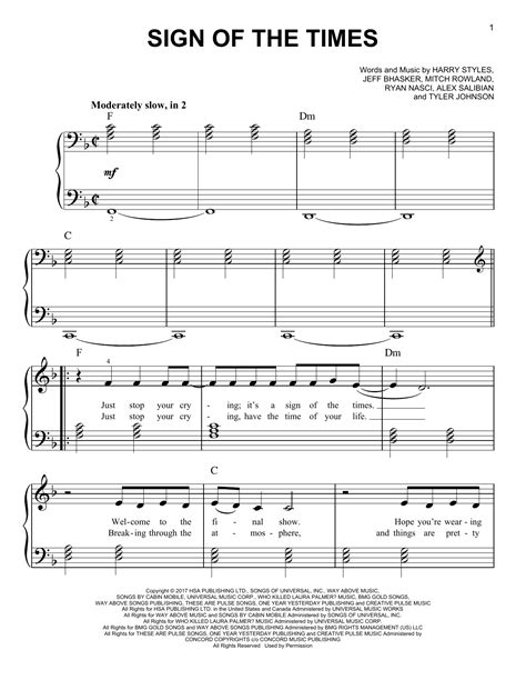 Harry Styles - Sign Of The Times sheet music