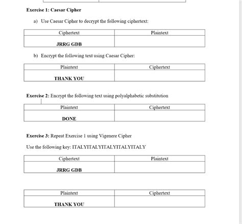 Solved Exercise 1: Caesar Cipher a) Use Caesar Cipher to | Chegg.com