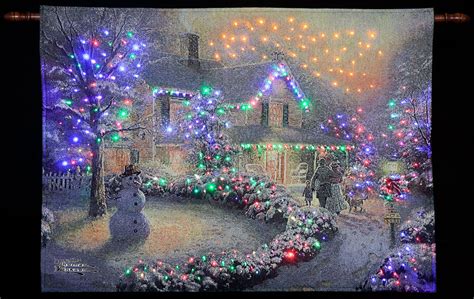 Thomas Kinkade "Heart of Christmas" Illuminated Hanging Tapestry | Thomas kinkade christmas ...