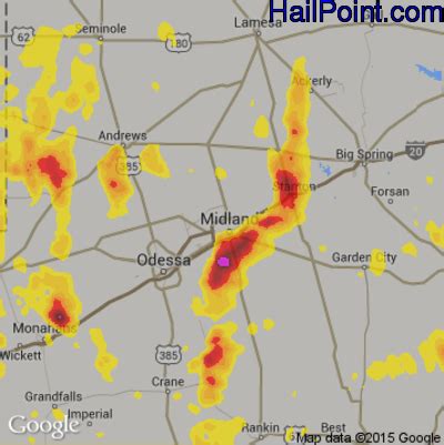 Hail Map for Midland, TX Region on June 4, 2018