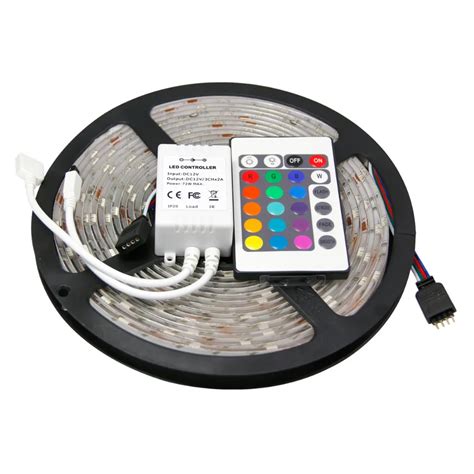 DC12V RGB 5050 SMD 60LED/M LED Strip Light Waterproof Ribbon Light With 24 Key IR Remote ...