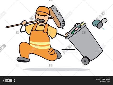 Cartoon Man Garbage Collector Image & Photo | Bigstock