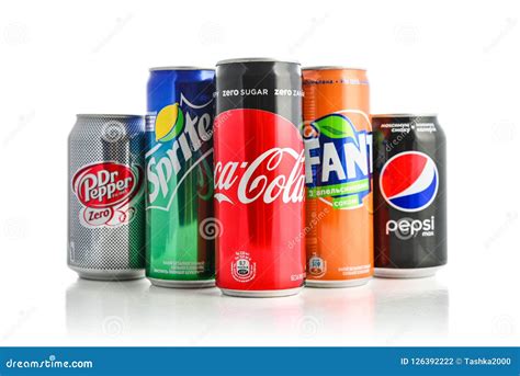 Group of Most Popular Brands of Soda Drinks Editorial Photography ...