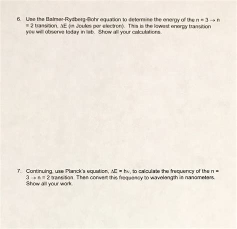 Solved Use the Balmer-Rydberg-Bohr equation to determine the | Chegg.com