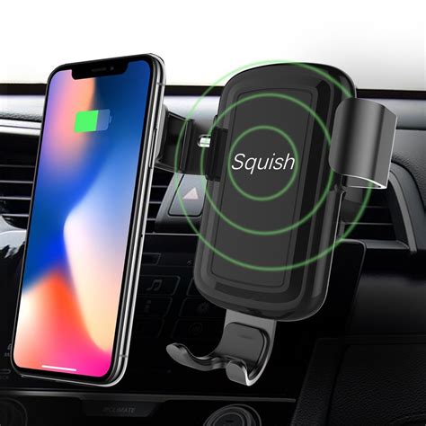 Squish Wireless Charger Car Mount Adjustable Gravity Air Vent Phone ...