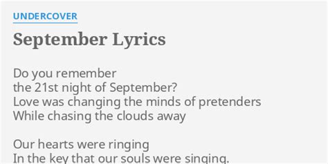 "SEPTEMBER" LYRICS by UNDERCOVER: Do you remember the...