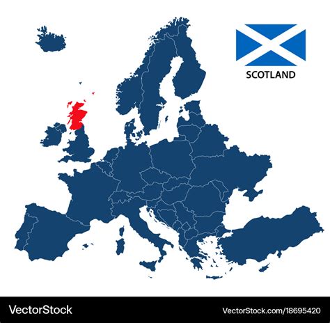 Map europe with highlighted scotland Royalty Free Vector