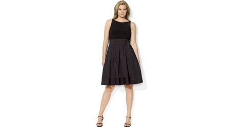 Lauren by Ralph Lauren Plus Size Dress Pleated Cocktail Dress in Black | Lyst