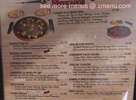 Menu at Viva Mexico Family Restaurant, Inwood