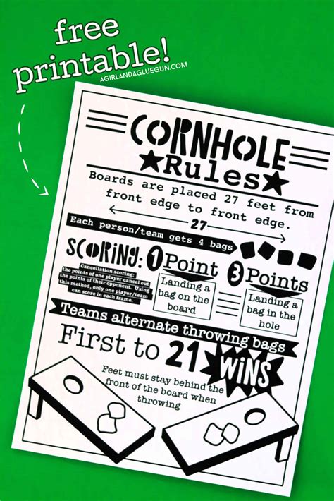 Cornhole rules printable - A girl and a glue gun