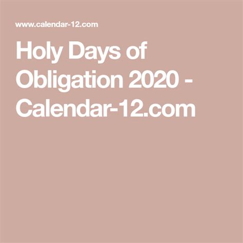 Holy Days of Obligation 2020 - Calendar-12.com Ascension Thursday, List ...