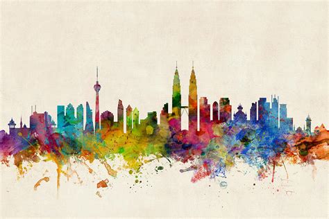 Kuala Lumpur Malaysia Skyline Digital Art by Michael Tompsett - Fine Art America