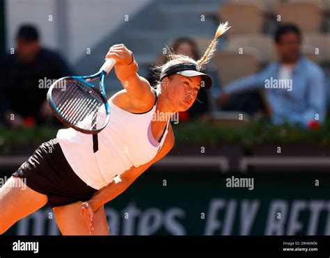 Kazakhstani tennis player Yulia Putintseva in action at the French Open ...