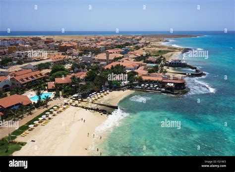 Aerial view of Santa Maria beach in Sal Island Cape Verde - Cabo Verde ...