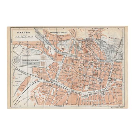 1907 Antique Amiens France Map | Chairish