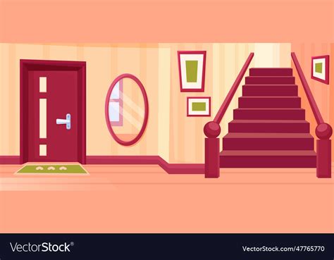 Cartoon house hallway home hall with stair Vector Image