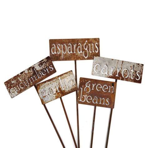 Classic Metal Garden Markers A through G for Herbs, Vegetables, Flowers and Other Plants