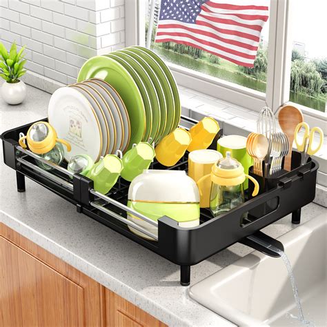 Buy Dish Drying Rack, Kitchen Counter Dish Drainers Rack, Auto-Drain Expandable(13.2"-19.7 ...