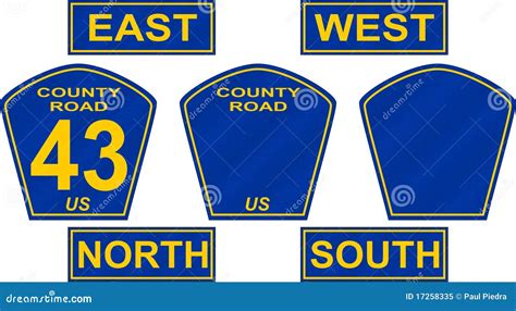 County Road Sign stock vector. Illustration of west, north - 17258335