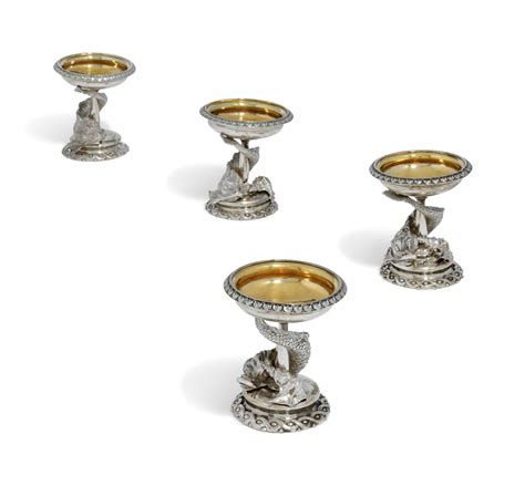 A SET OF FOUR VICTORIAN SILVER SALT-CELLARS