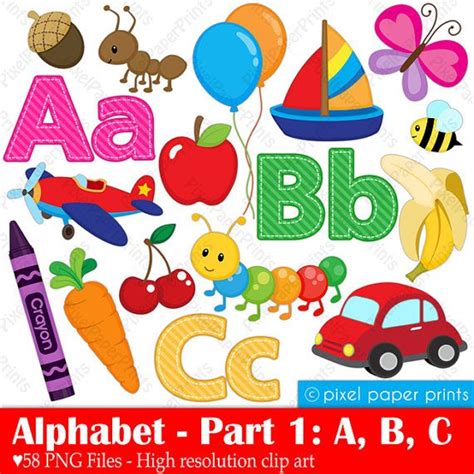 Alphabet Clipart Part 1 ABC Clip Art School Clip Art - Etsy | Clip art, Alphabet clipart, Art bundle