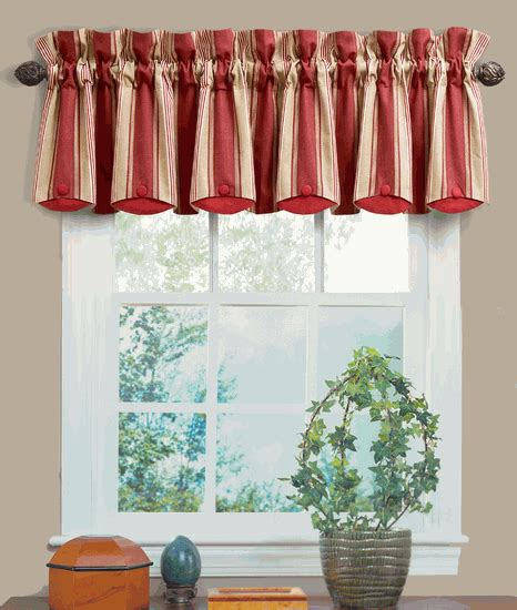 Yacht Club Stripe Crimson Chatham Valance - Waverly - Waverly Curtains | Kitchen curtains and ...