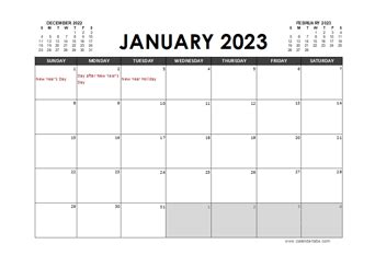 Printable 2023 New Zealand Calendar Templates with Holidays