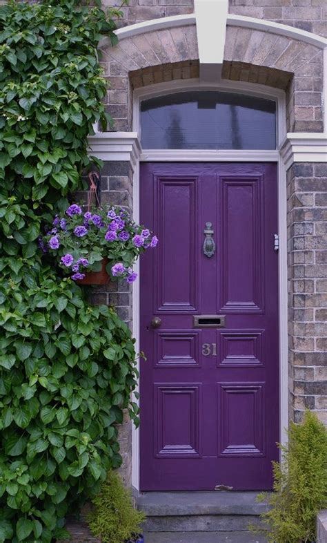 double purple impaitents | Purple front doors, Purple door, Beautiful doors