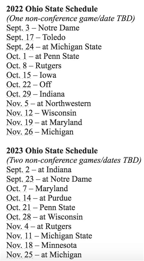 Ohio State Football Schedule 2021 2022