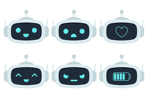 Premium Vector | Cute robot faces set