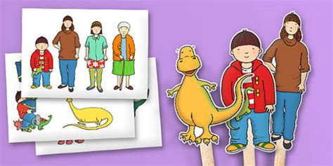 Stick Puppets to Support Teaching on Harry and the Bucketful of Dinosaurs