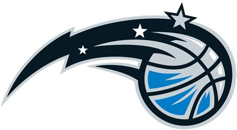 Orlando Magic Alternate Logo (2001) - A blue and silver basketball arched and followed by a ...