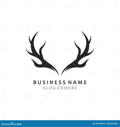 Deer Antler Vector Icon. Isolated Animal Horns Silhouette Logo On White Background. Male Beast ...