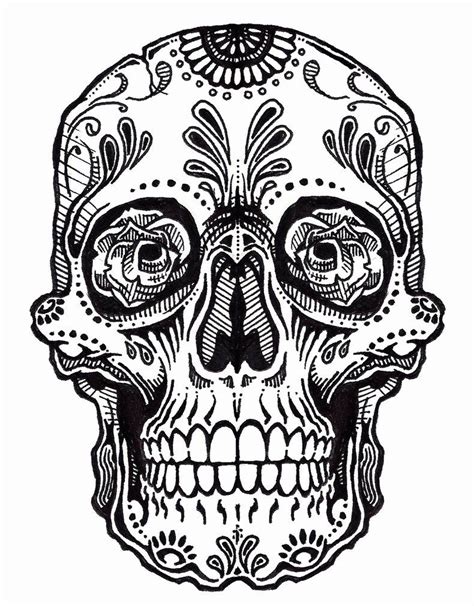 Blank Sugar Skull Template Luxury Sugar Skull Clipart Outline Pencil and In Color Sugar | Skull ...