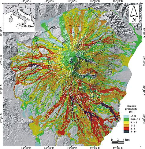 Etna Lava Flow Map : Etna: The 1991-1993 eruption : Top image shows the rough subdivision by ...