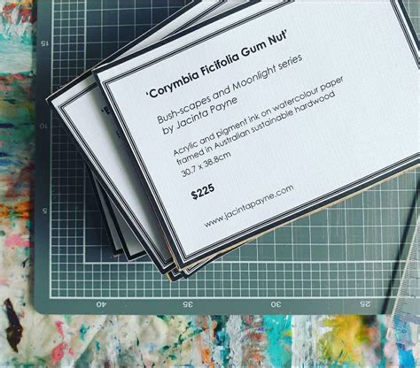 Art Exhibition Display Cards / Artwork Labels for Artists. Editable Printable Template With ...