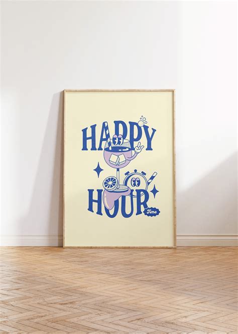 Retro Happy Hour Printable Vintage Inspired Cocktail Glass - Etsy