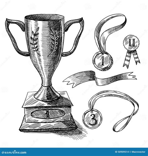 Trophy sketch set stock vector. Illustration of doodle - 50909514