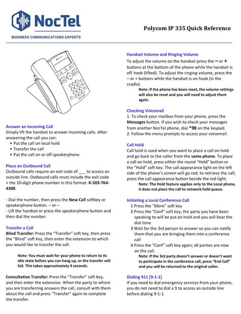 POLYCOM IP 335 QUICK REFERENCE Pdf Download | ManualsLib