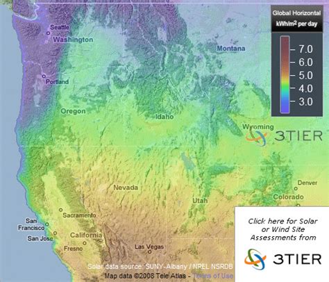 Solar Insolation Map - Pacific Northwest U.S.