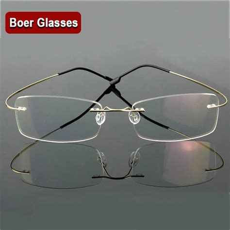 Hingeless Rimless Flexible Eyeglasses Unisex Frame Prescription Glasses 9 Colors Metal Ultra ...